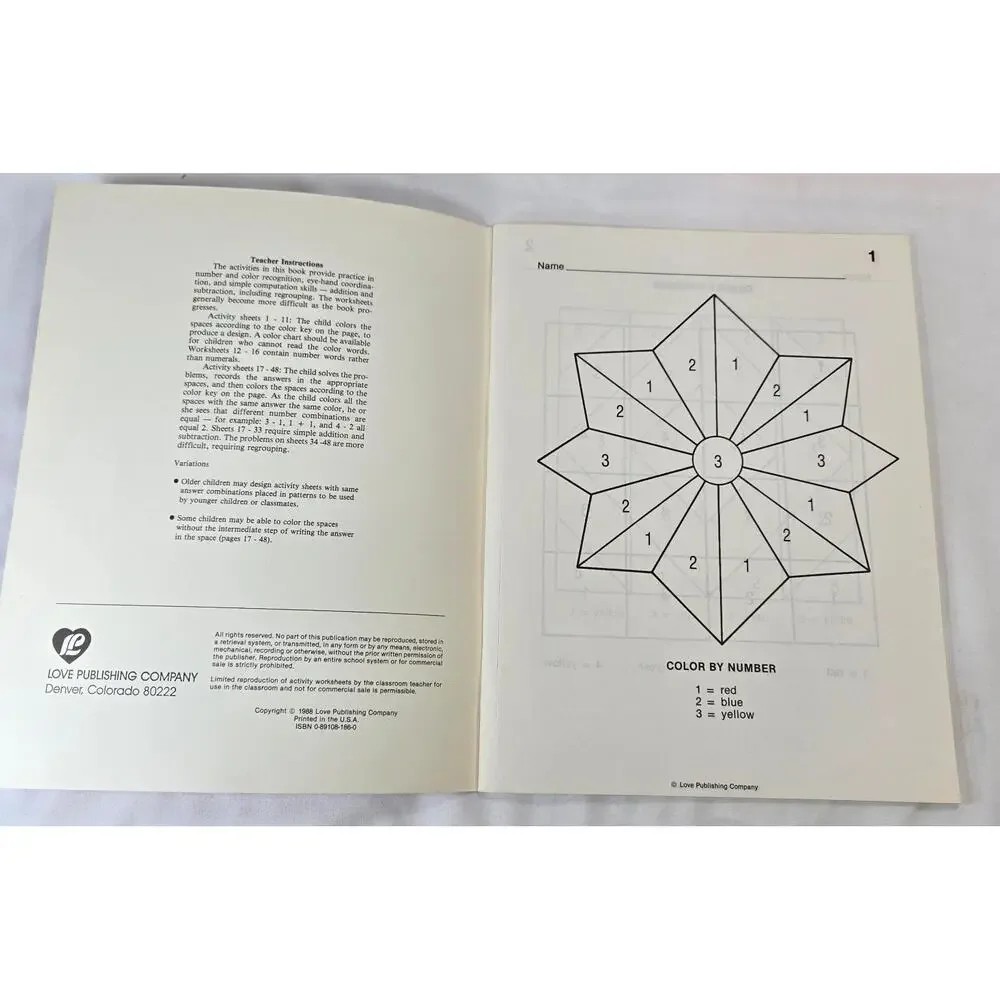 Math Workbooks Lot of 3 K through 3rd Seasonal Math Color by Number Homeschool